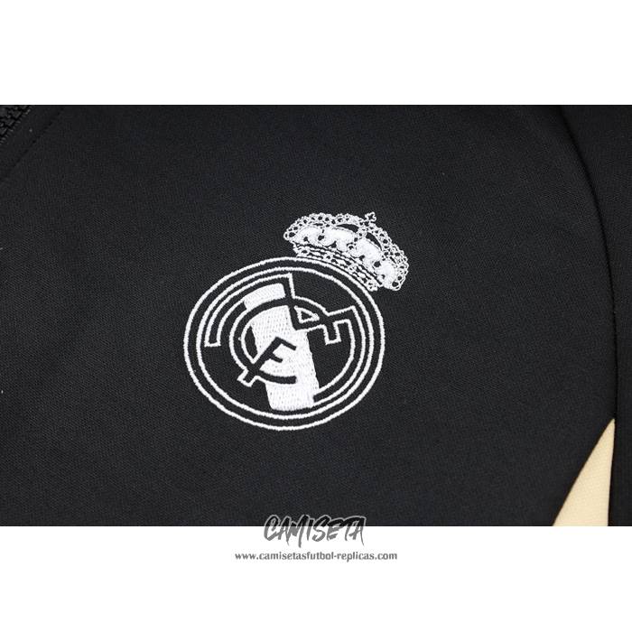 Chandal de Sudadera del Real Madrid 2023-2024 Nino Negro y Blanco